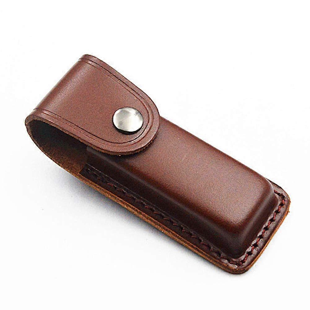 Leather Camping Knife Sheath with Secure Snap Fastener Outdoor Multi Tool Belt Pouch