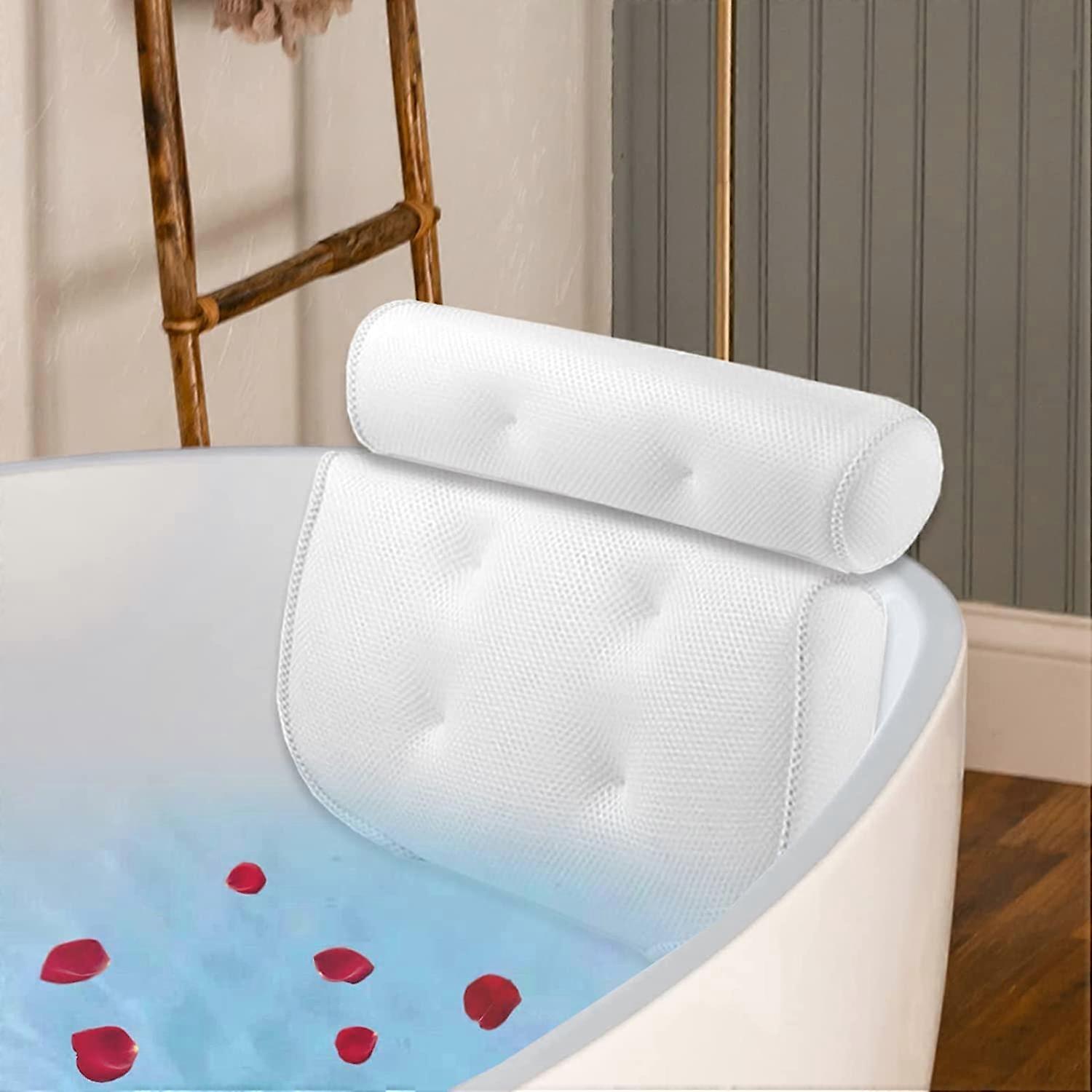 Bath Pillow for Neck and Back Support with Ergonomic Design and QuickDry Mesh Fabric