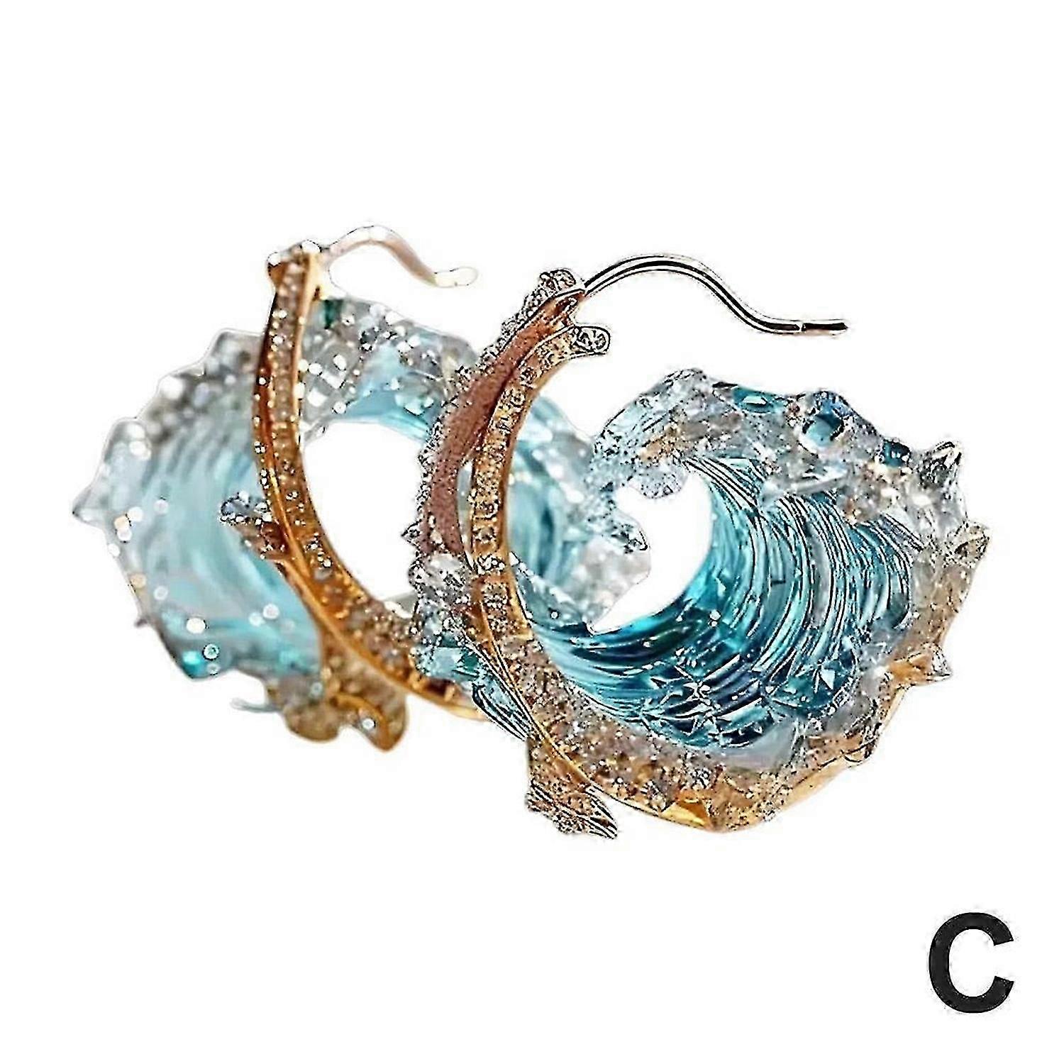 Ensemble de bijoux Ocean's Oath, Boho bleu Ocean Wave Collier boucles d'oreilles