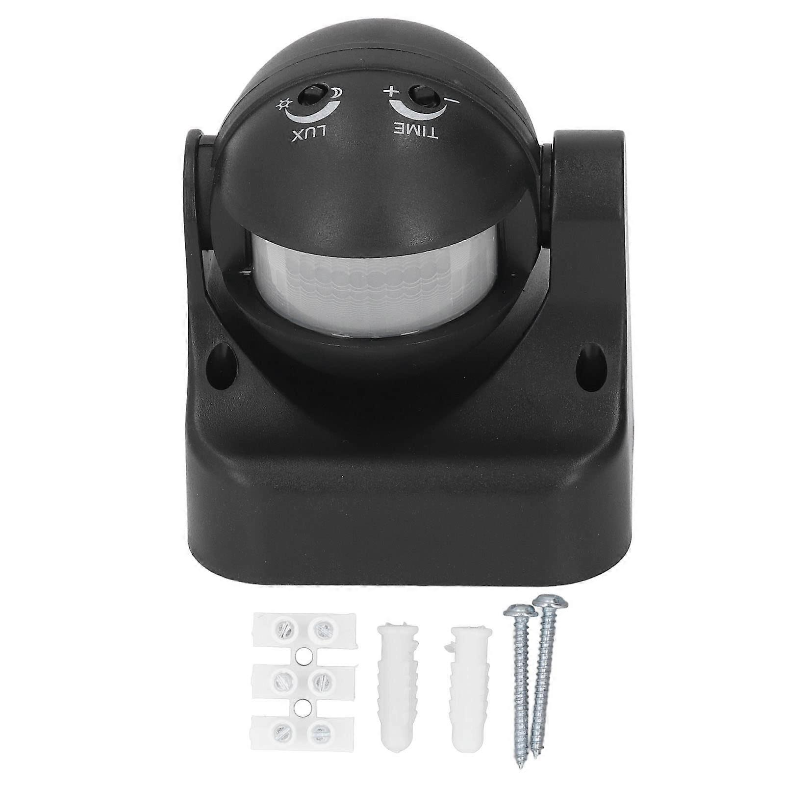 Motion Sensor Light Switch PIR Infrared Detector 180° Coverage Weatherproof Energy Saving Black