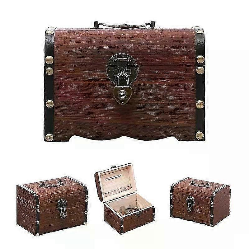 Classic treasure chest with a security lock, suitable for home dcor.