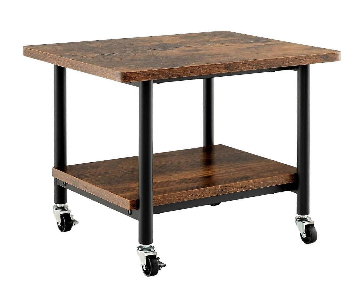 Printer Stand 2Tier Rolling Printer Cart with Storage Shelves, 48x40cm Compact Rack for Home Office