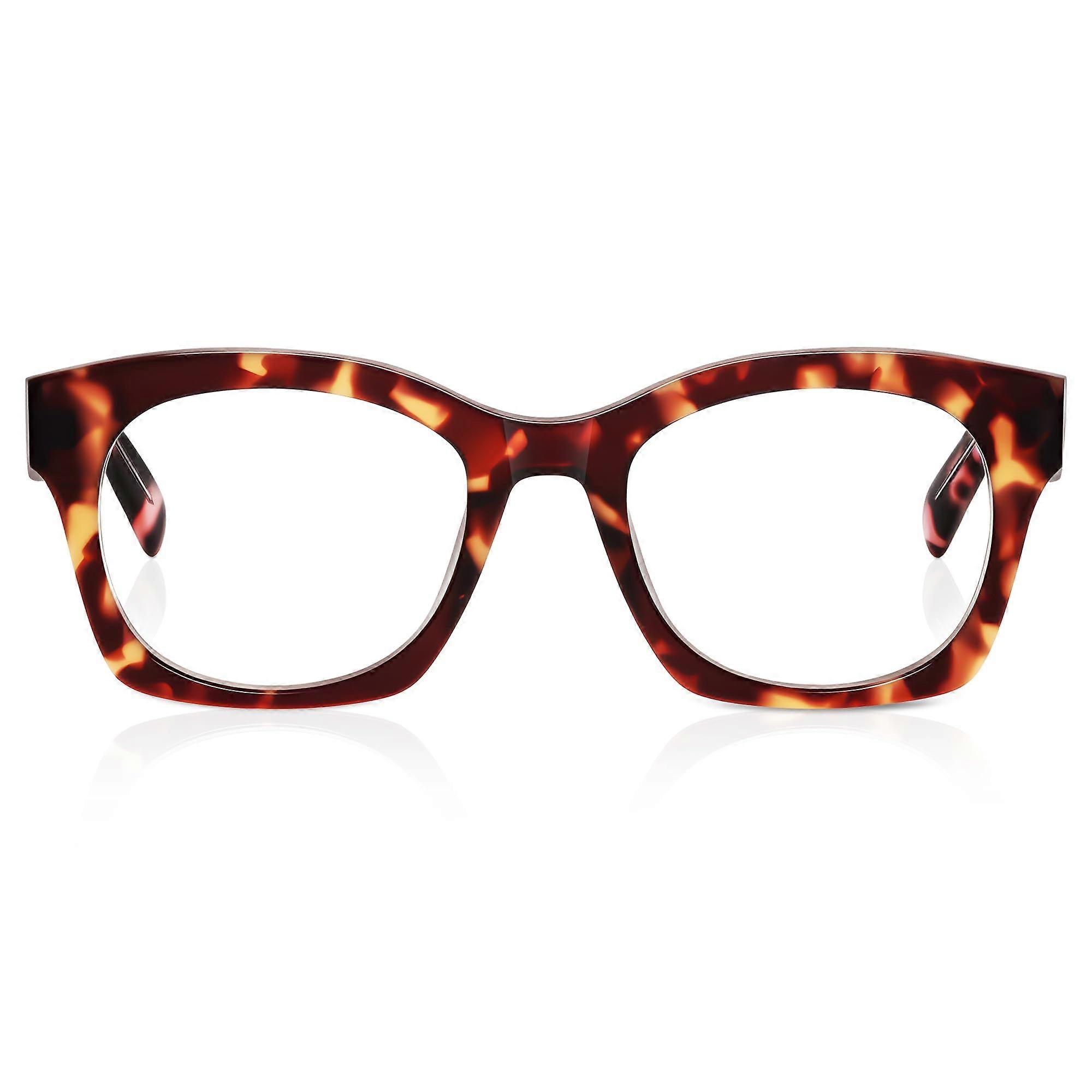 Women's Square Tortoise Reading Glasses 3.0x Magnification Lightweight Acetate Red Frame
