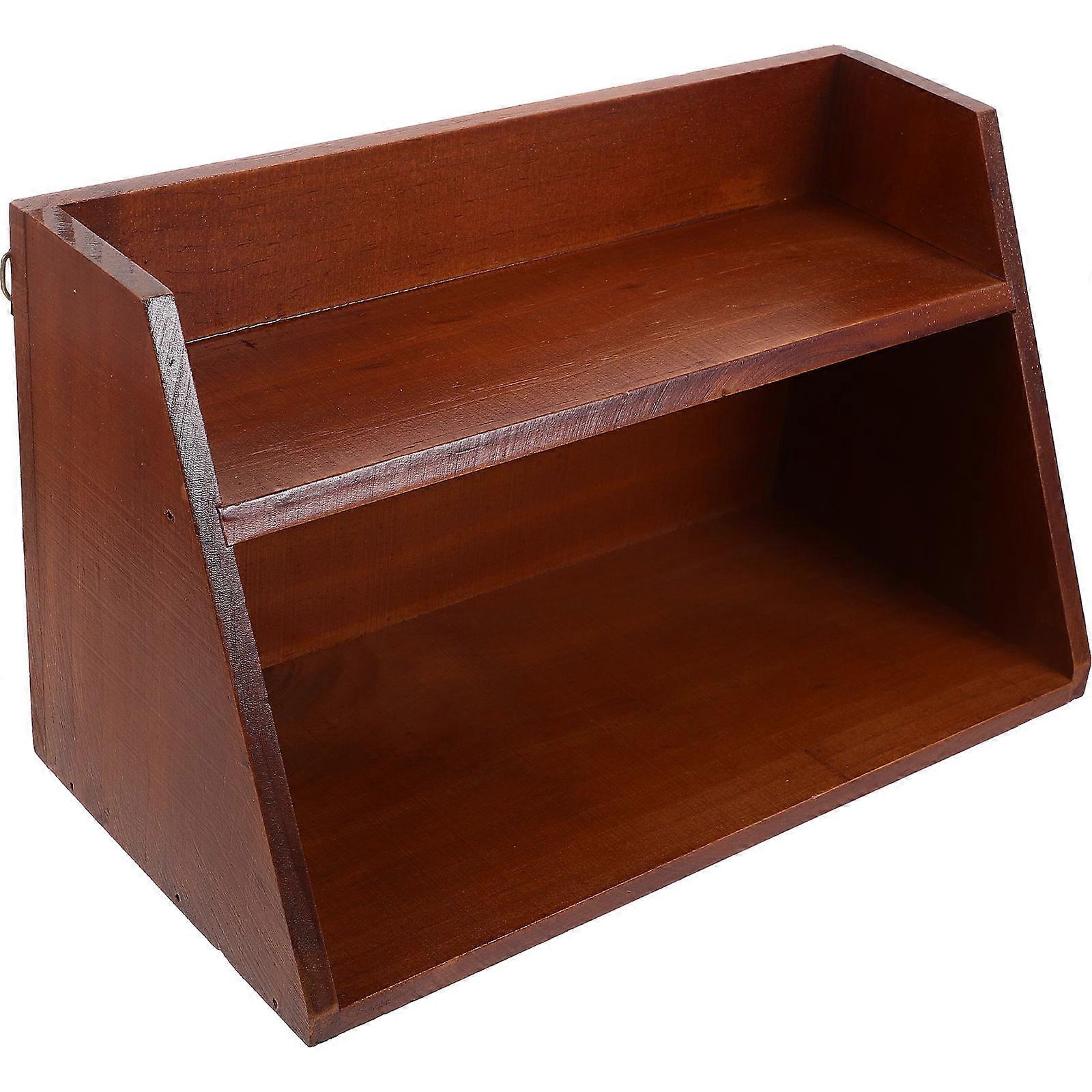 Wooden Riser Display Stand for Organizing Collections Dark Red