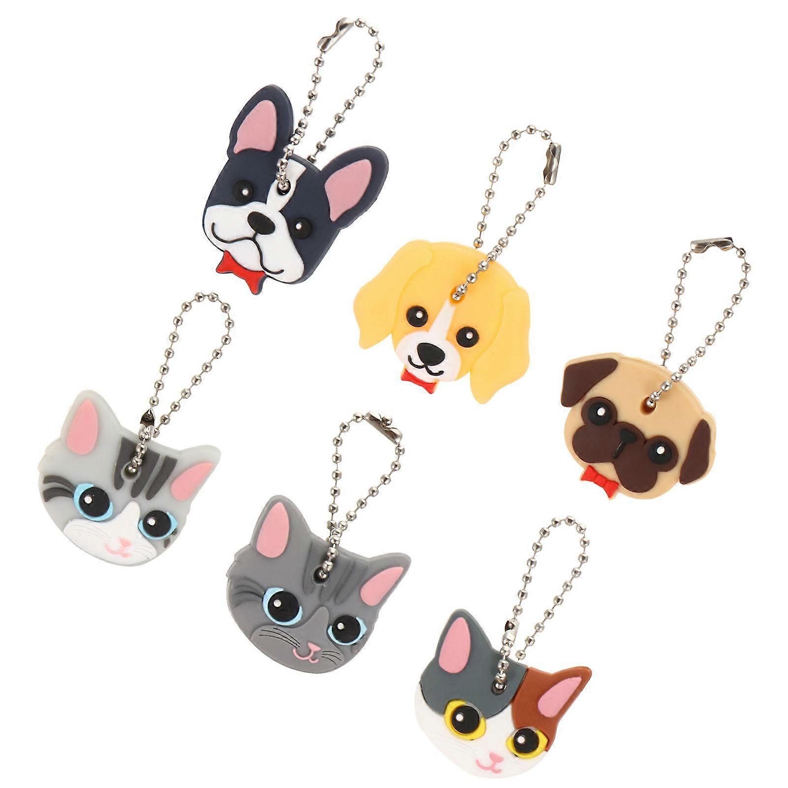 Cartoon Key Covers Keychain Protective Covers for Key Use 6Pcs Assorted Color