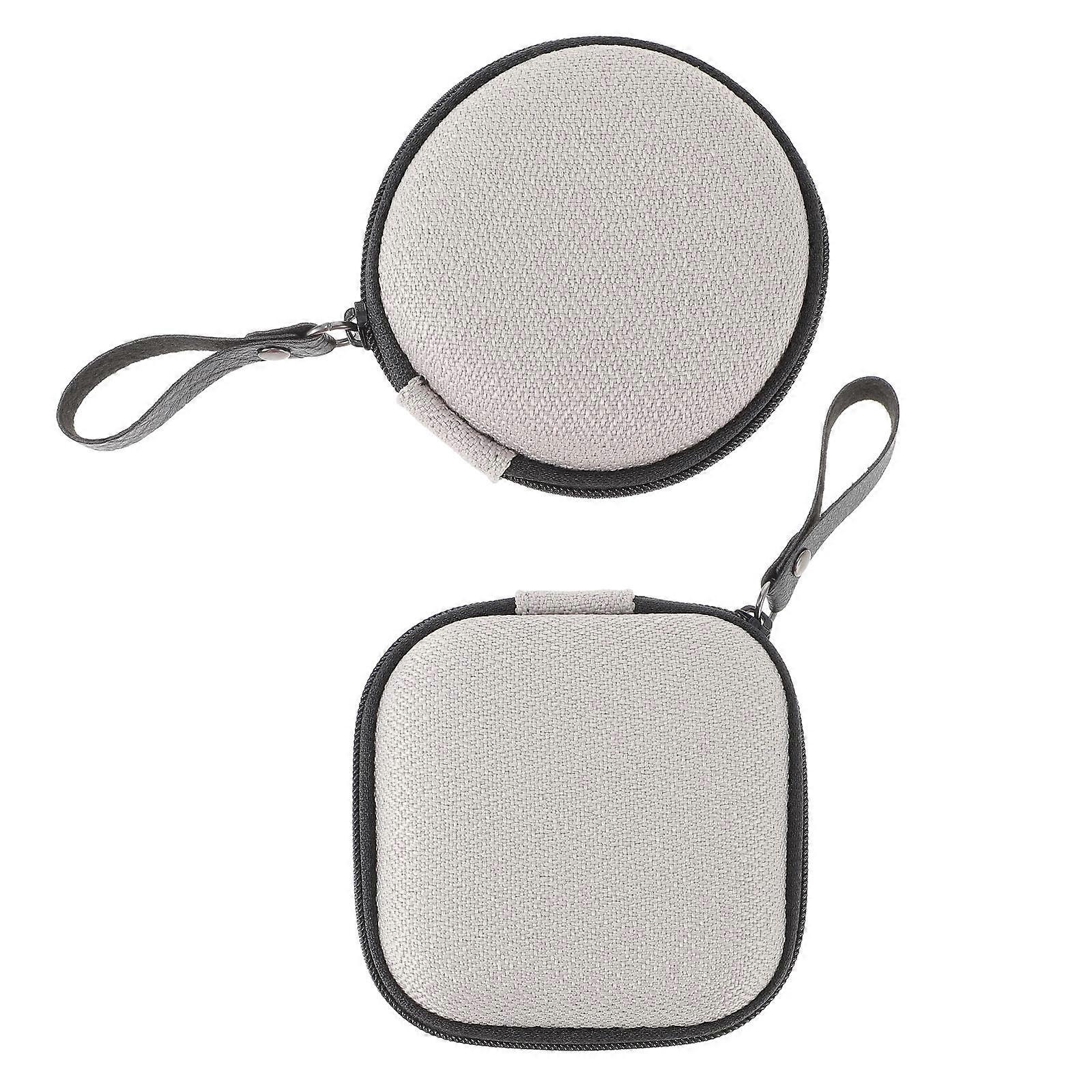 2Pcs Earphone Case for Storage Use Hard Disk Pouch Zipper Headphone Bag
