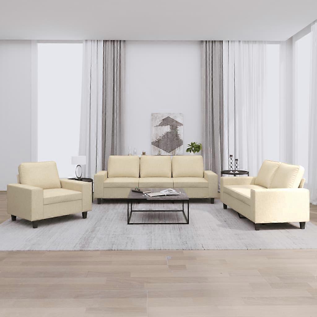 3-tlg. Sofagarnitur Creme Stoff, SKU: 3201868