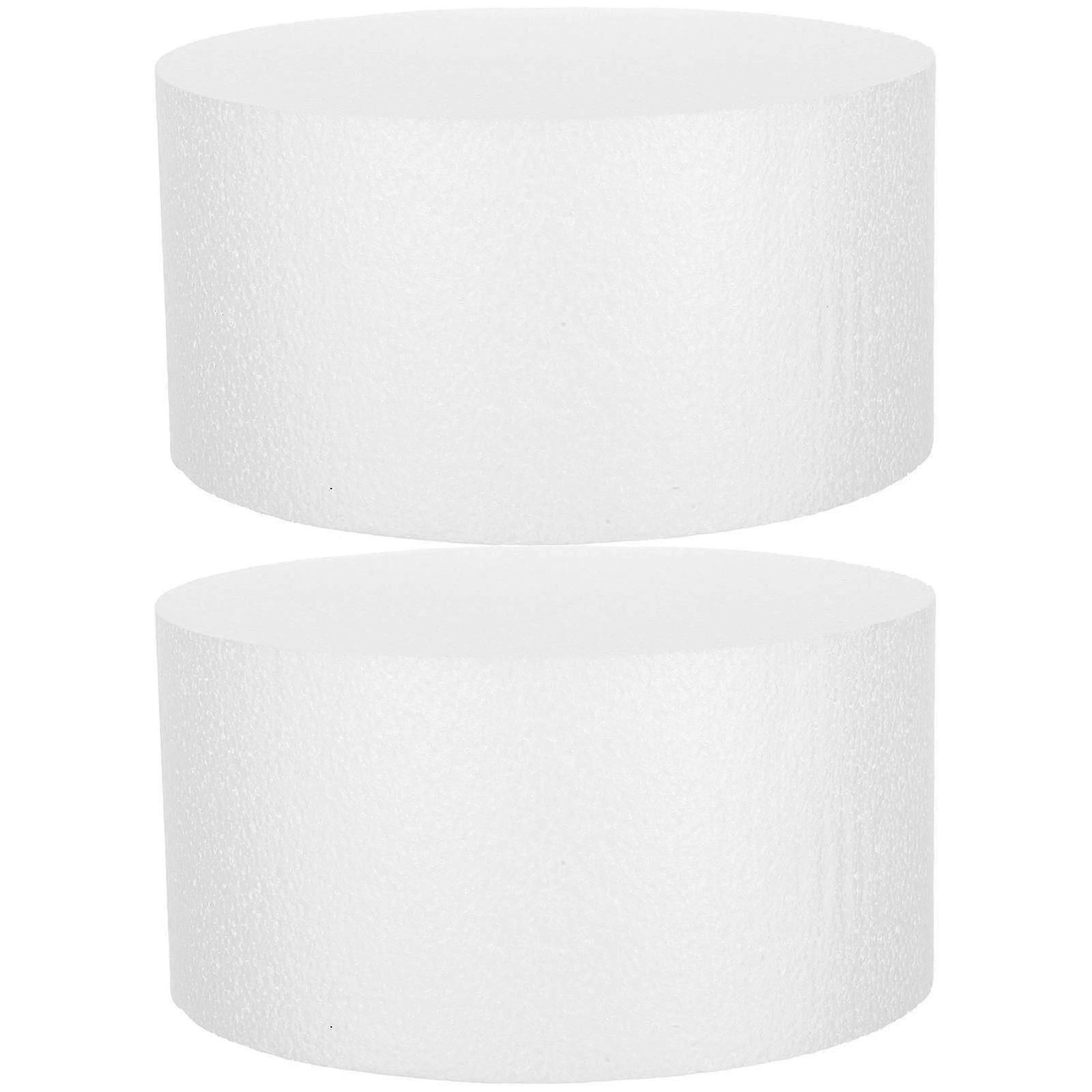 Round White Foam Cake Dummy, 2Pcs, for DIY Crafting