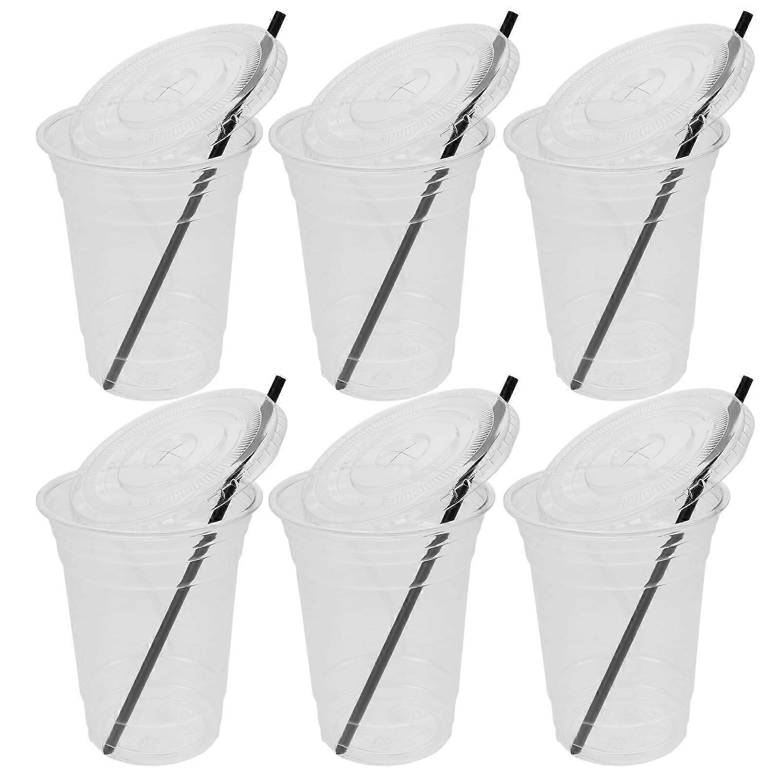with Lids for Drinking Use 50Pcs Transparent Cold Beverage