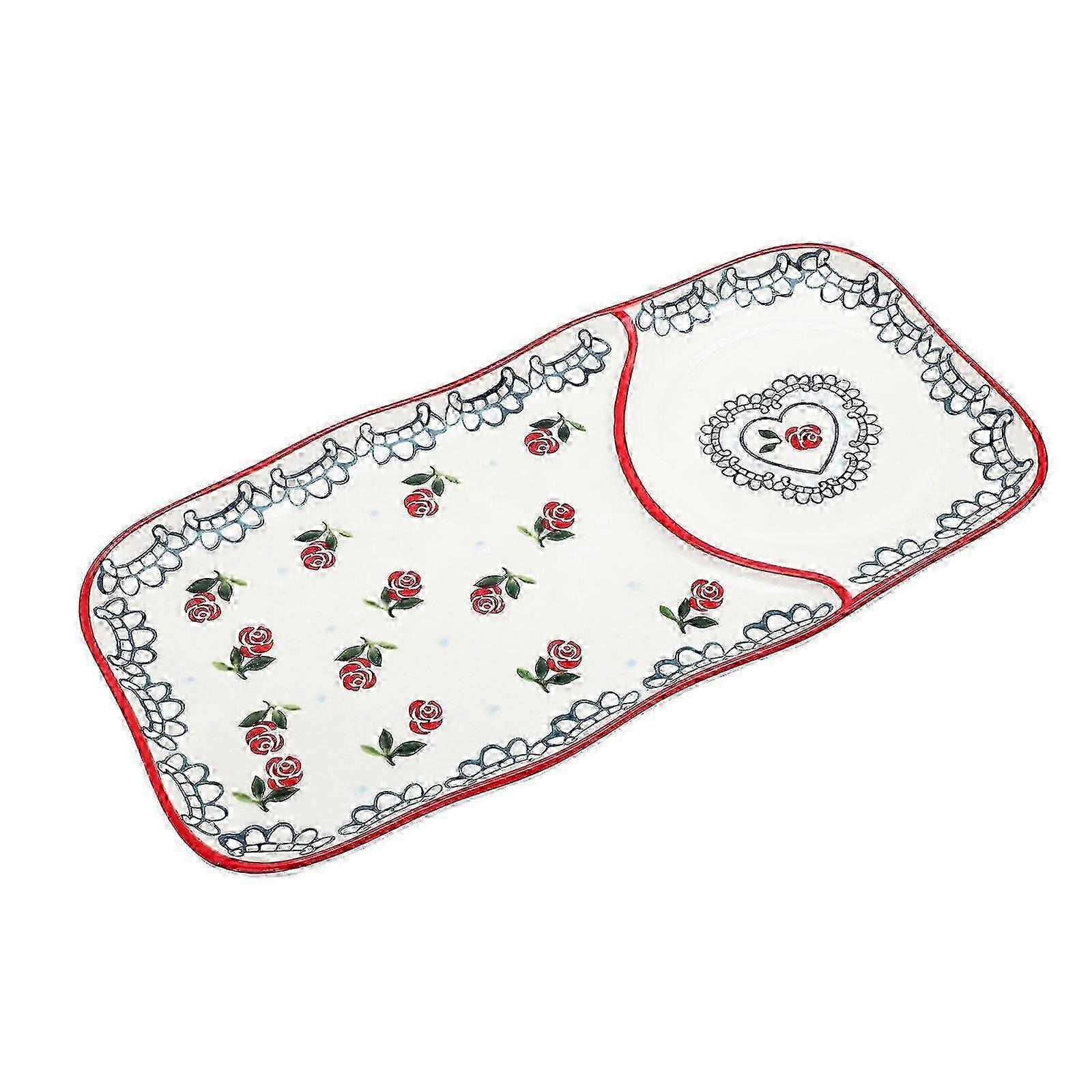 Red Ceramic Tableware Plate Hand Painted for Home Use 1Pcs Bread Plate