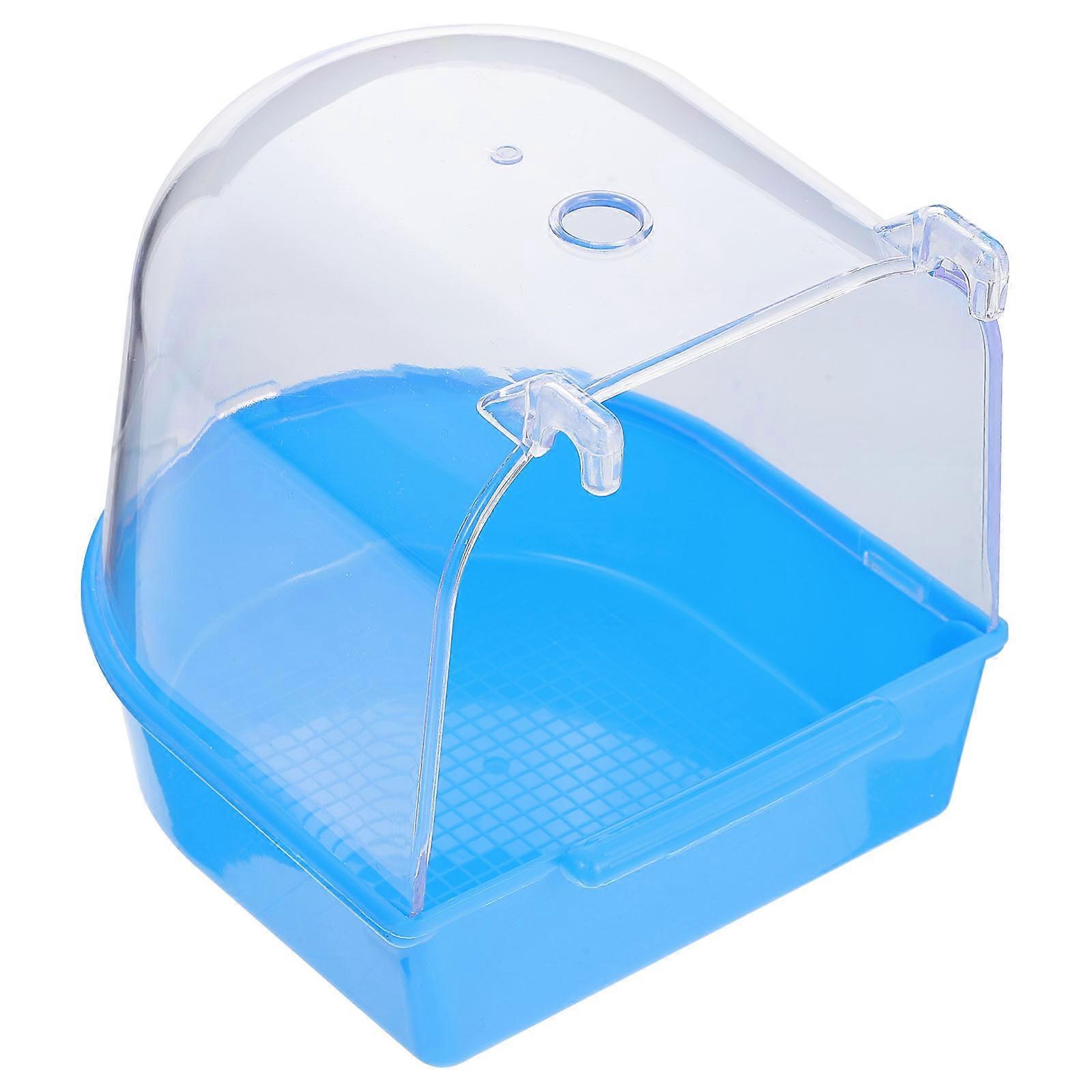 Bird Bath Cage Caged Bird Bath Function for Small Birds Blue