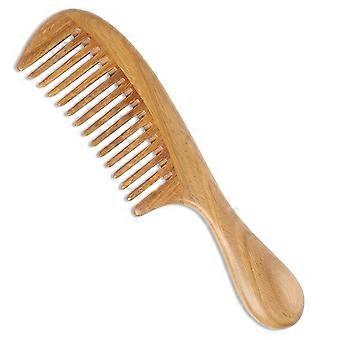 Peines de madera de sándalo verde 100% natural hechos a mano - Antiestáticos, con aroma a sándalo, peines desenredantes de madera natural (dientes anchos), 1 unidad (paquete de 1)