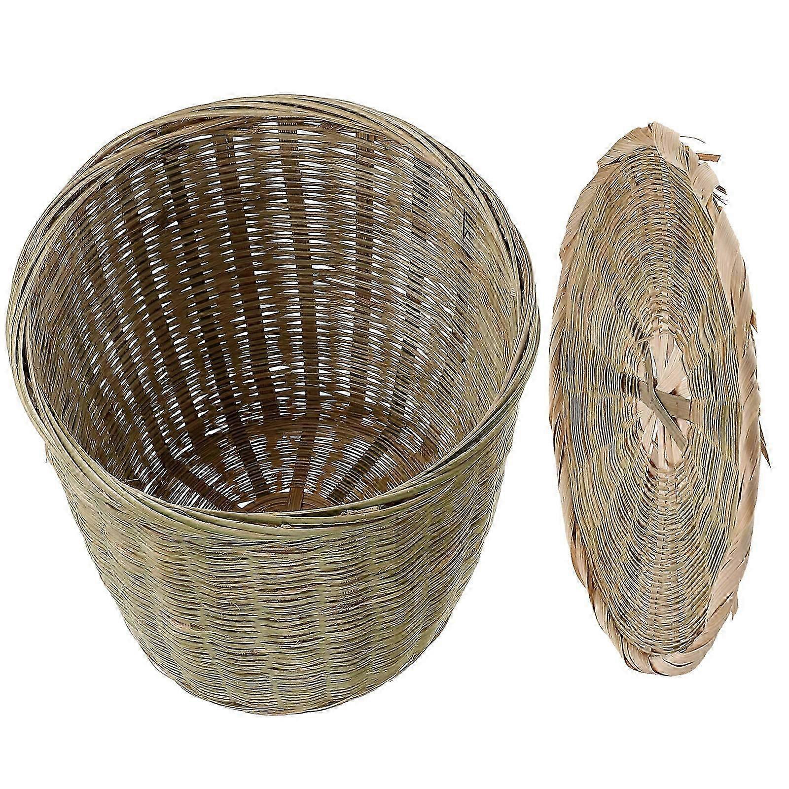 Rectangular Bamboo Woven Trash Can | 20X20X18CM | Multi Color | 2Pcs