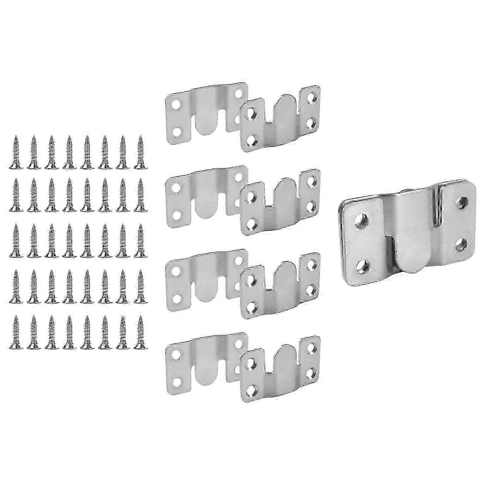 10x Interlocking Flush Mount Bracket Sturdy Multifunctional Photo Frame Hook Silvery
