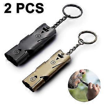 Signal Whistle Outdoor Double Tubes Emergency Survival Whistle Key Chain High Decibel Life Saving Whistle For Camping Hiking Sports
