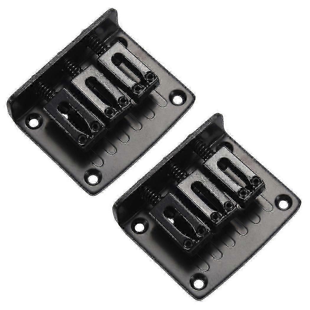 3-string Top Loading Hard-tail Bridge Black 2pcs Compatible with Cigar Box Guitars & More