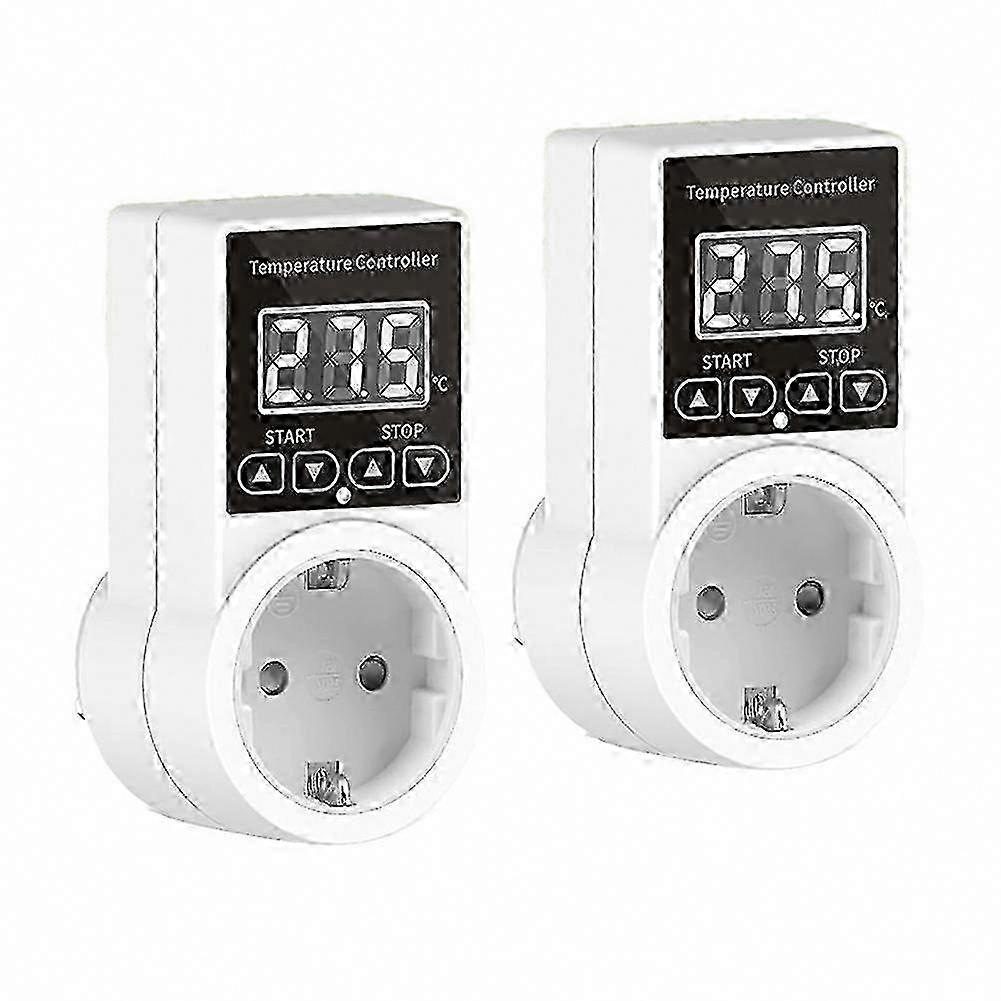 2Pack EU Plug Digital Thermostat Socket with Sensor, Waterproof Temperature Controller Switch