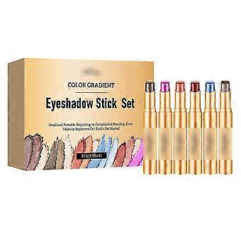 Set van 6 oogschaduwsticks, langdurige en waterproof crèmige oogschaduw met vitamine E voor een make-up look overdag en 's avonds.