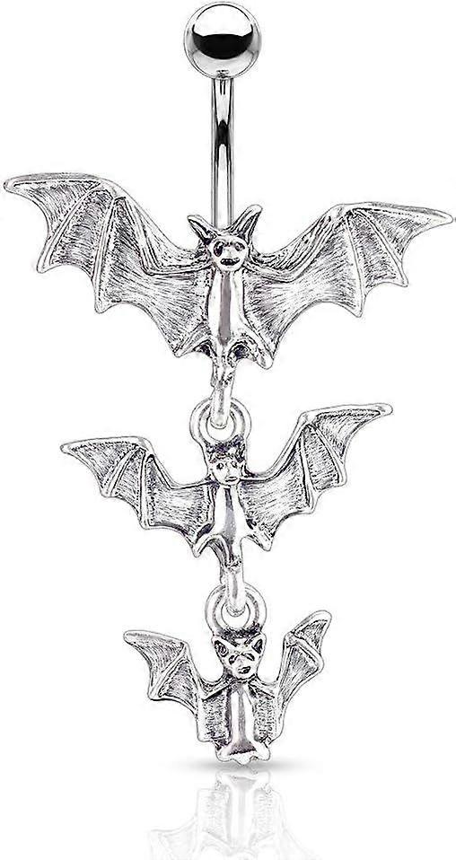 Gothic Triple Vampire Bat Dangling Belly Button Ring