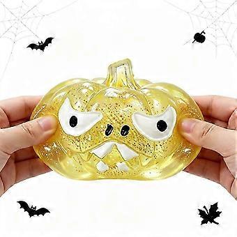 Halloween Transparent Glitter Pumpkin Squeeze Toy, , Cute Jack O Lantern Squishy Ornament, Ideal Party Favor and Novelty Gag Gift