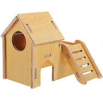 Khaki Wooden Hamster House for Small Pets One Piece Hideout