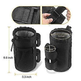 2 Bike Cup Holder, Oxford Water Bottle Holder with Mesh Pocket and Cord Lock, Cycling Water Bottle Drink Organizer, Universal Handlebar Accessori
