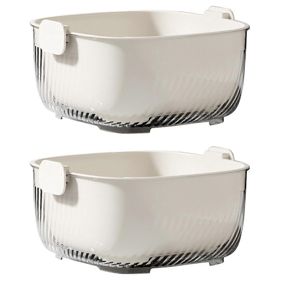Kitchen Fruit Strainer Double Layer Drain Basket for 2Sets Pet