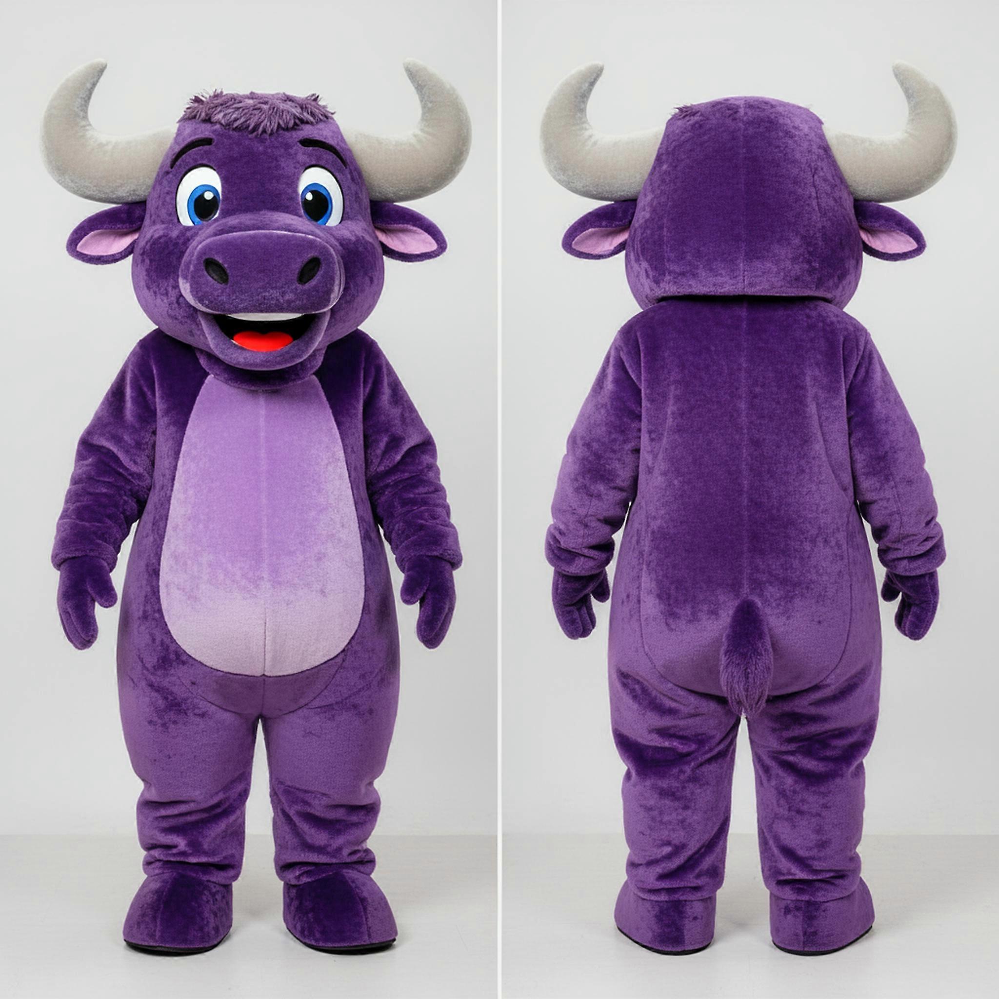 MASTICOT Purple Cartoon Buffalo Mascot