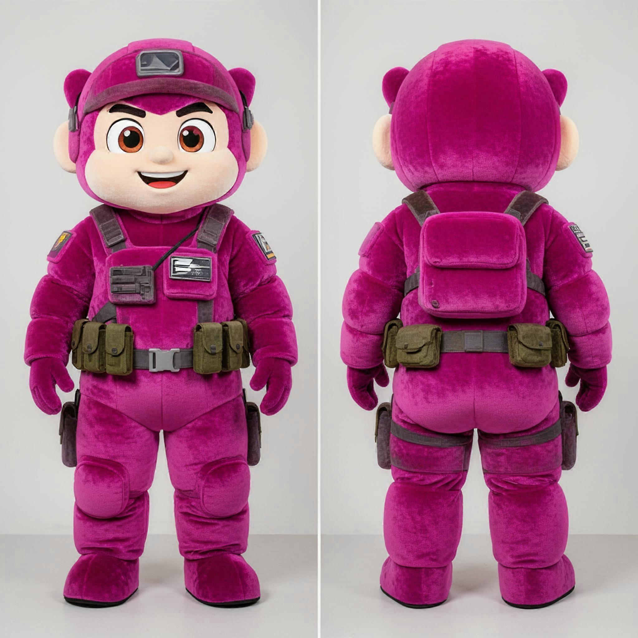 MASTICOT Magenta Cartoon Commando Mascot