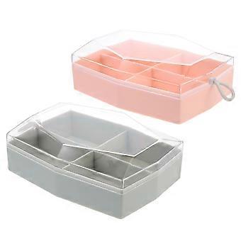 Makeup Sponge Holder for Storage 2Pcs 4-Compartment Pink ABS Beauty Case