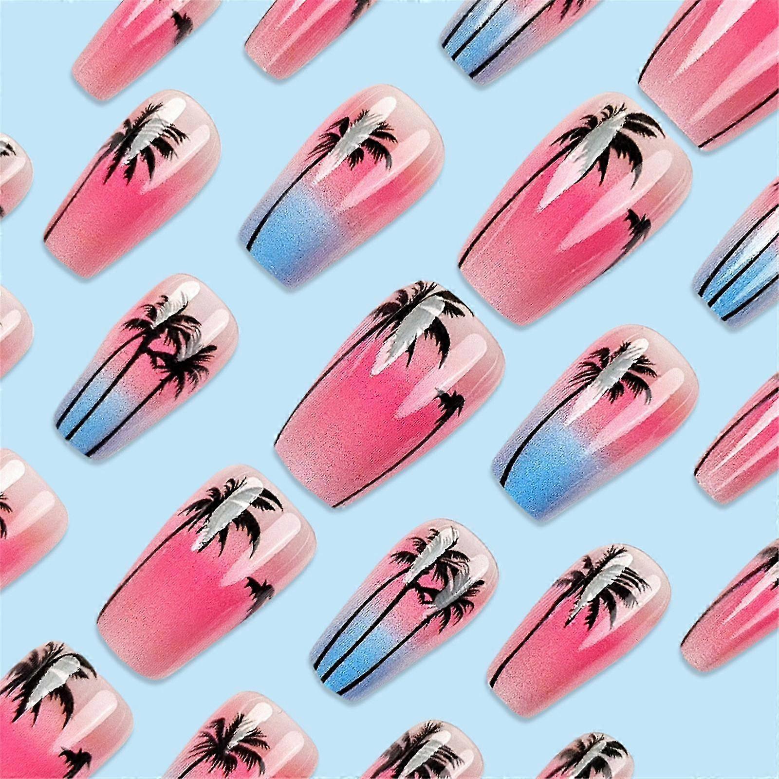 24Pcs Medium Glossy Press On Nails