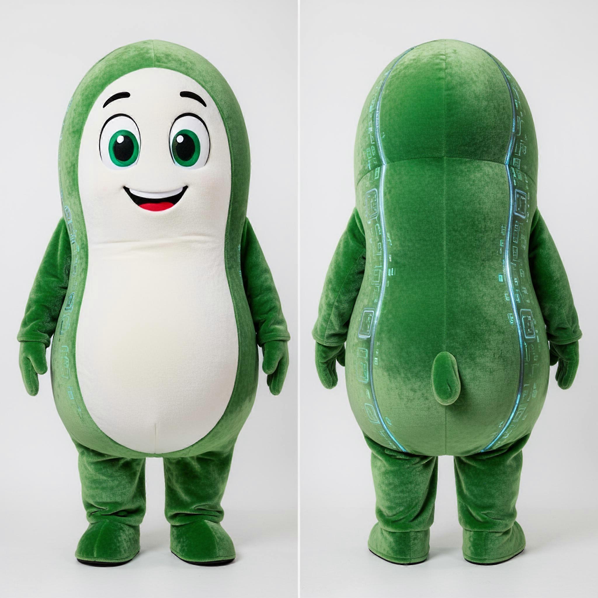 MASTICOT Emerald Green Rounded Green Bean Mascot