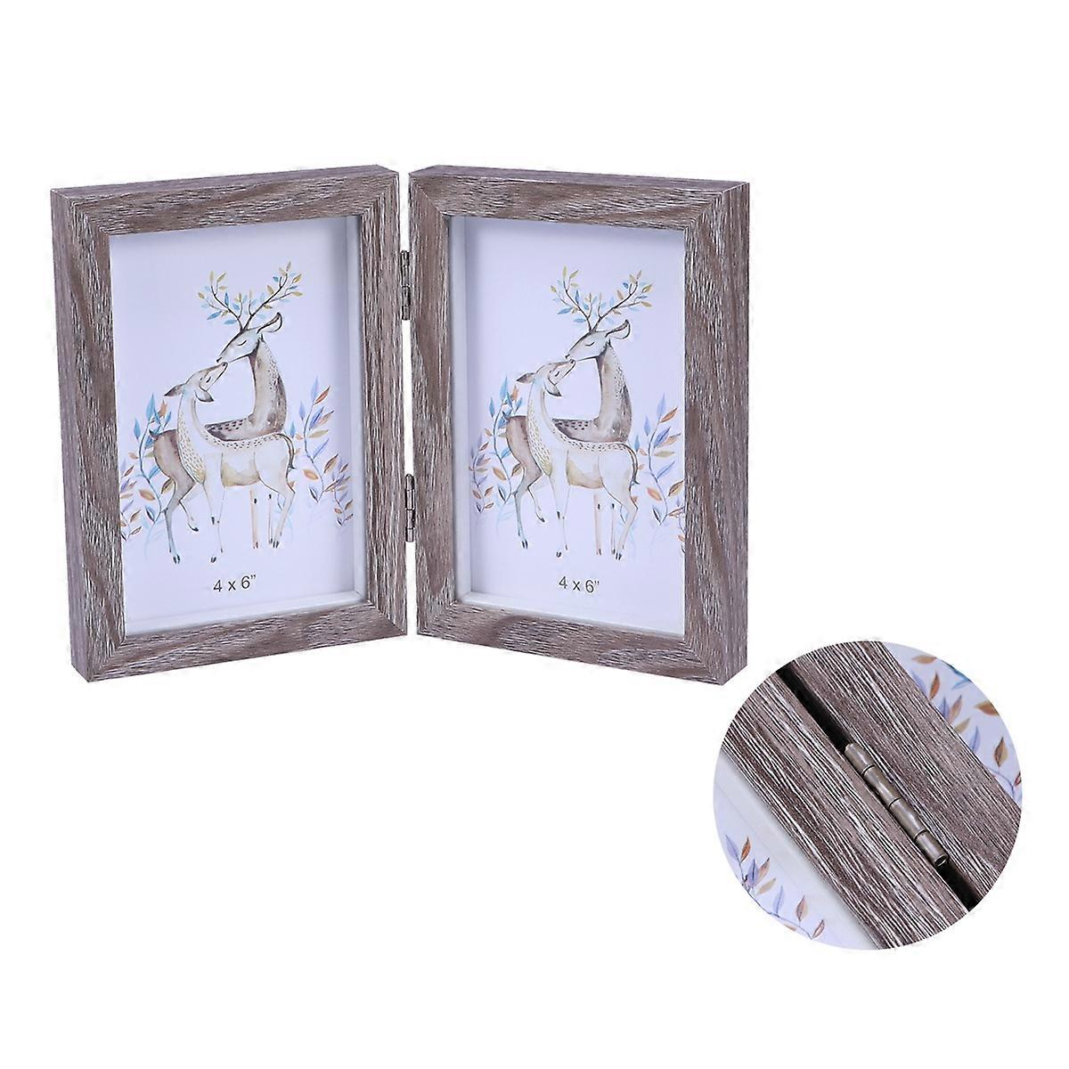 Wooden Picture Frame for Decoration 2Pcs Double Rectangular Grey Design
