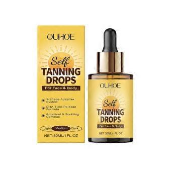 Gezichts Zelfbruinende Druppels, Bruiningsdruppels voor Gezicht & Lichaam, Geleidelijk Bronzing Effect, Lichtgewicht Tanner voor Gevoelige Huid, Natuurlijke Zonovergoten Gloed, Med
