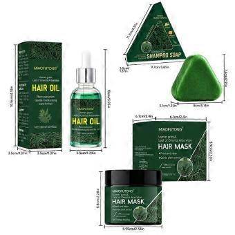 Natural Usman Grass Solid Shampoo Bar Hair Mask & Hair Oil Set For Scalp & Hair Gentle Cleansing Nourishing Arborvitae Leaf