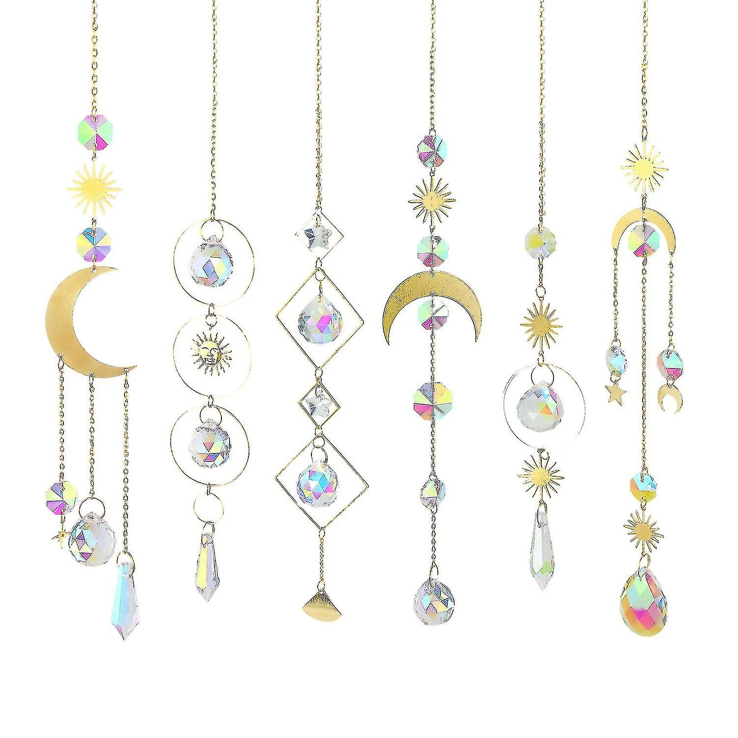 6 Pcs Crystals Suncatcher For Window Amethyst Meditation Hanging Ornament Rainbow Maker