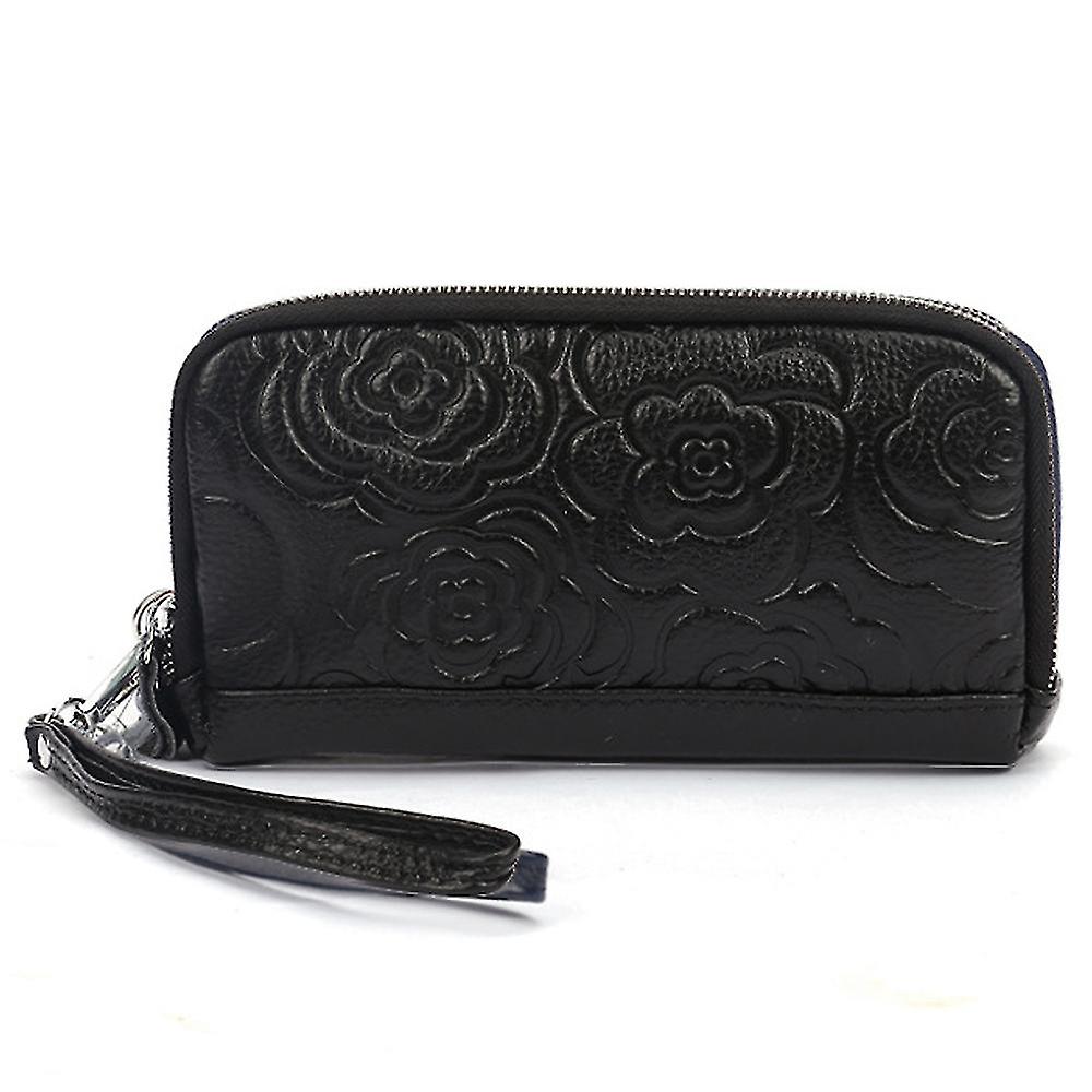 Duomi High-capacity Double Zipper Wallet With First Layer Cow Embossed Long Wallet