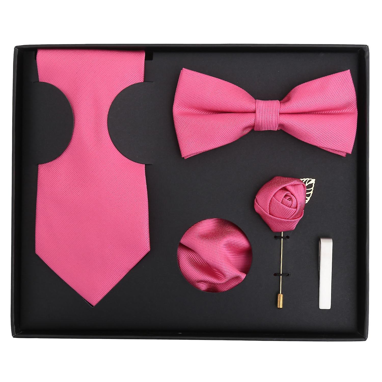 Fuchsia Pink Plain Twill Tie 5pc Gift Box Set
