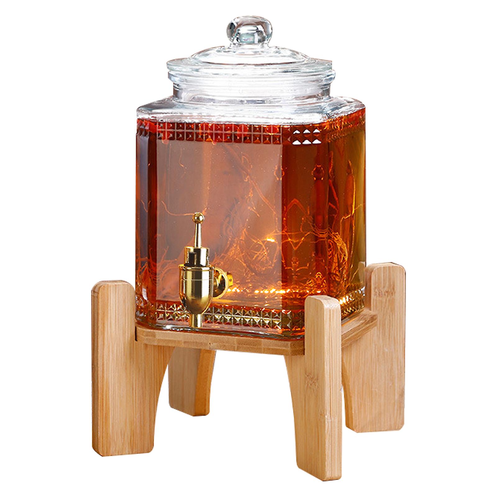 Lot De 2 Distributeurs De Boissons En Verre - 4L Chacun - Avec Robinets Et Support Métal
