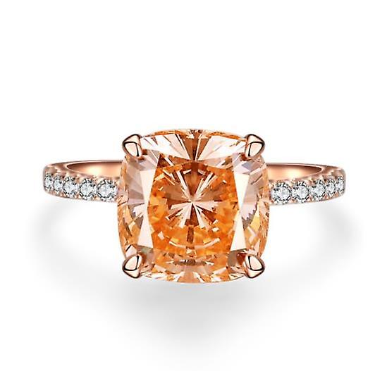 Women's S925 Sterling Silver Promise Ring, Orange Square High Carbon Diamond Ring, Engagement Rings For Mother's Day Valentine's Day Birthday Engageme