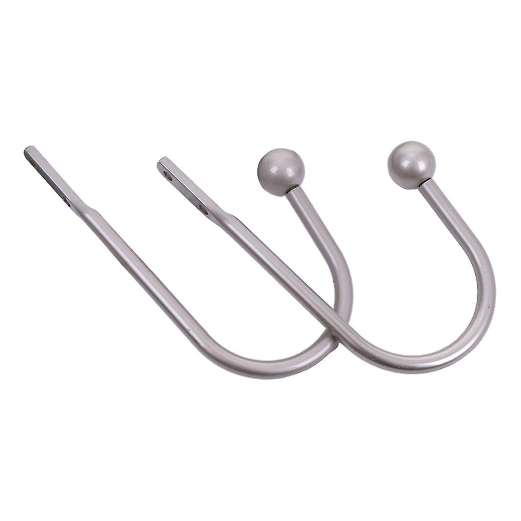 1 Pair U-Shape Curtain Holdback Drape Holder Wall Hooks Round Silver