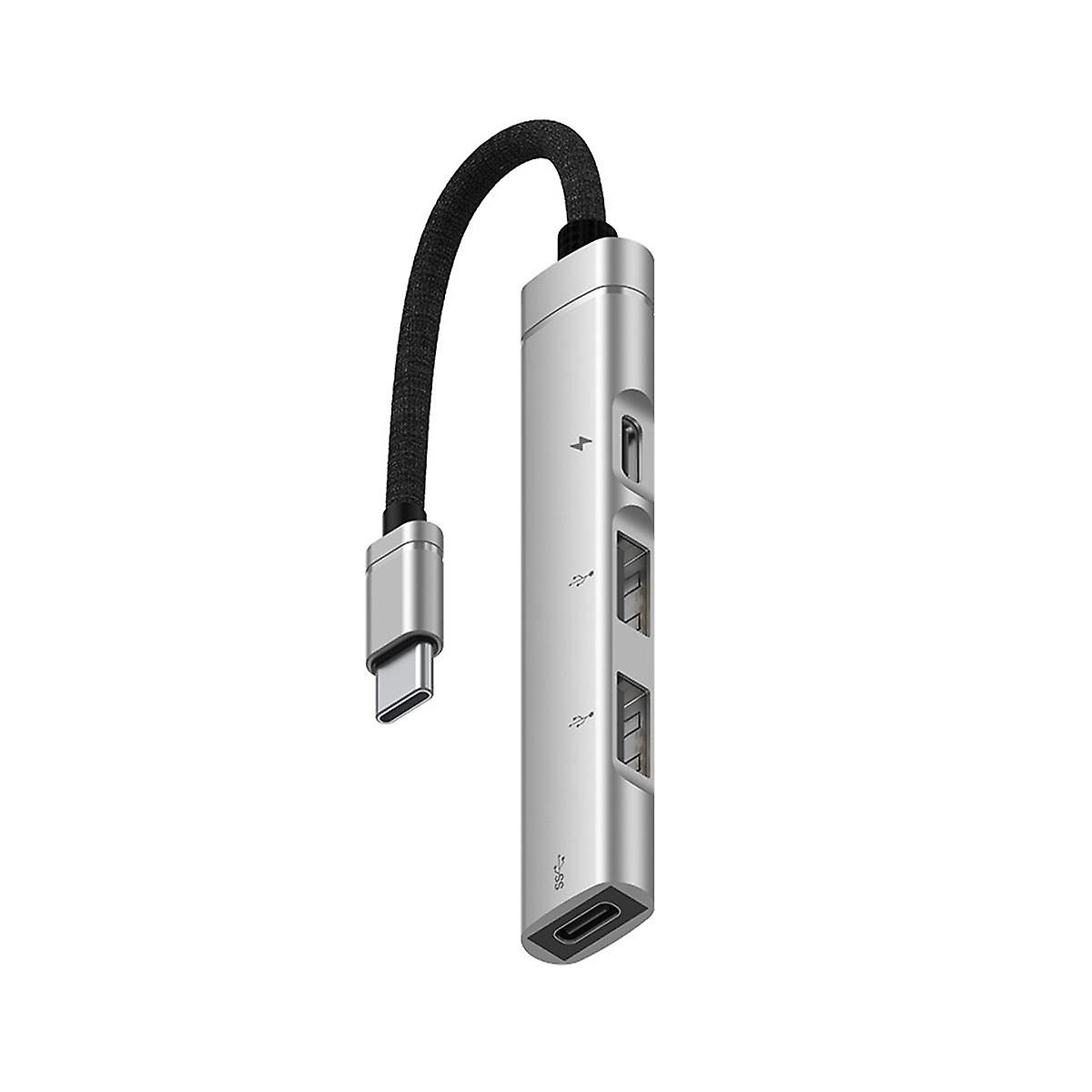 For Android Mobile Phone Computer Tablet Portable PD Charging Hub Type-C USB C Expansion Dock,Silve