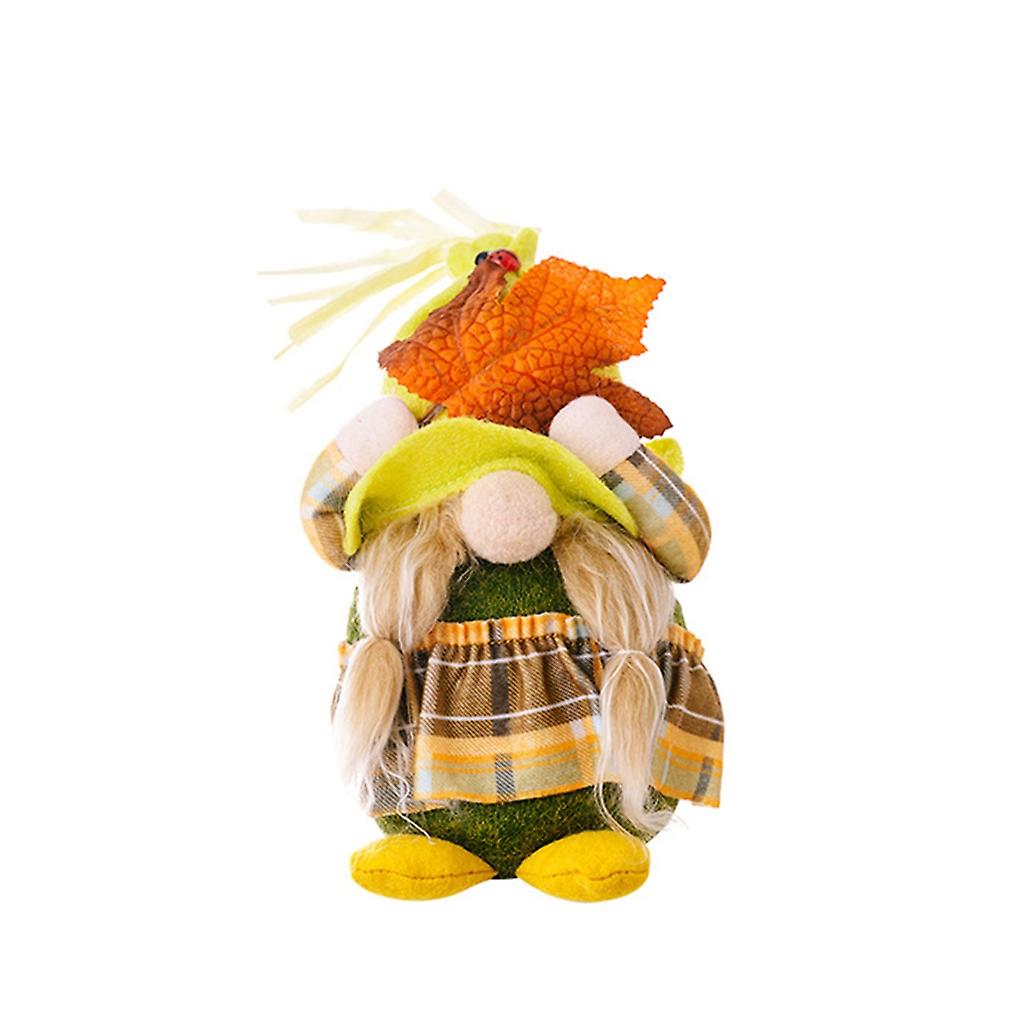 Harvest Gnome Maple Leaf Tryckt Staty Figur Tiered Bricka