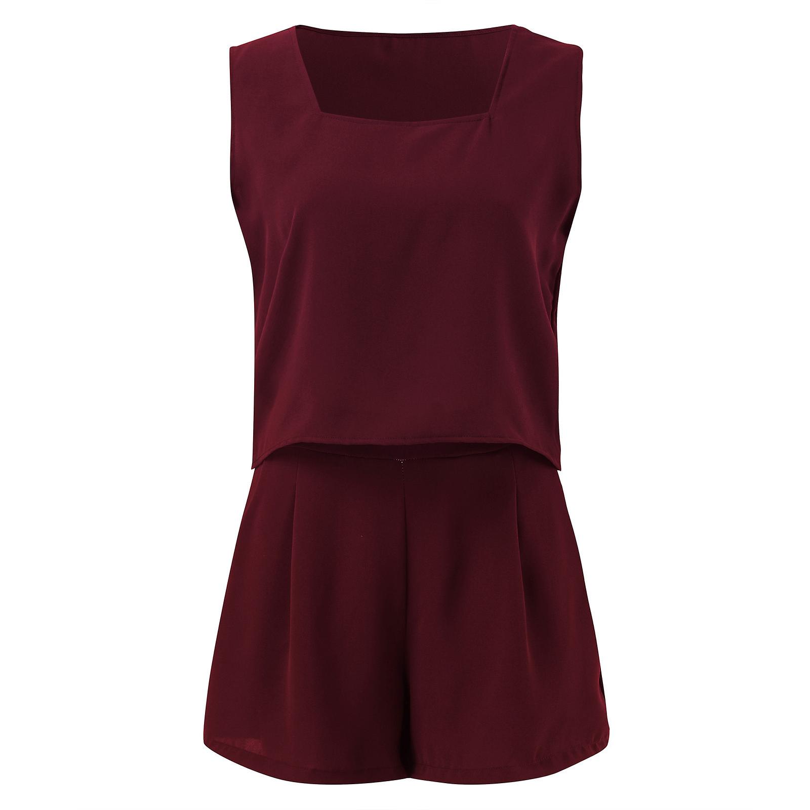 Women's Summer 2 Piece Outfit Solid Color Sleeveless Sling Vest & Casual Shorts