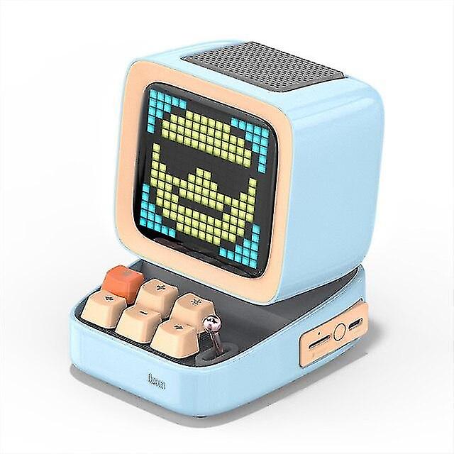 Bluetooth Speaker Mini Speaker Bluetooth Alarm Clock Retro Pixel Speaker Subwoofer Speakers(blue)
