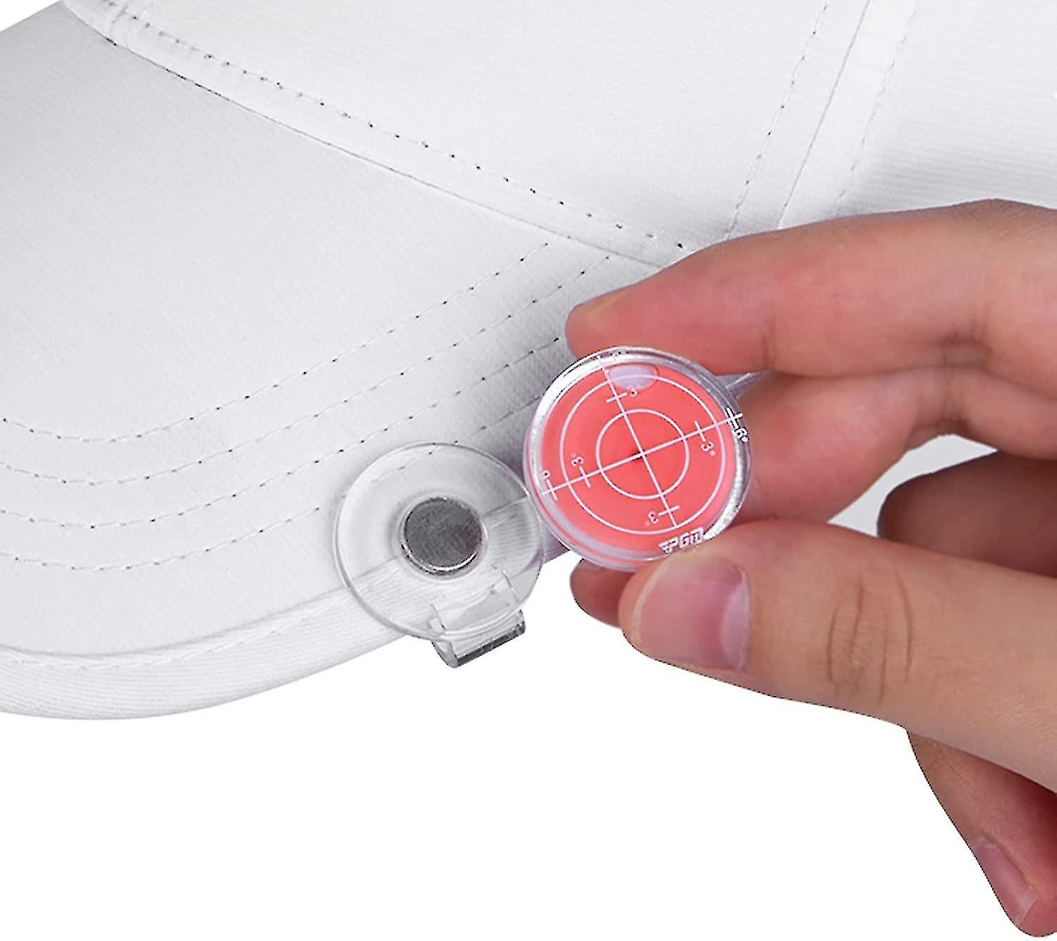 2pcs Ball Markers Hat Clip Golf Putting Aid Round Bubble Level High Precision Reader