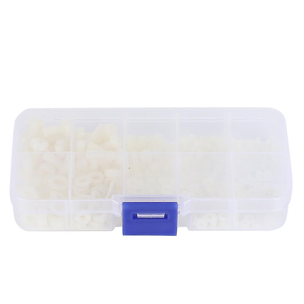 Assortiment de 270 vis, écrous et rondelles en nylon M2/M2.5/M3/M4/M5, fixations blanches