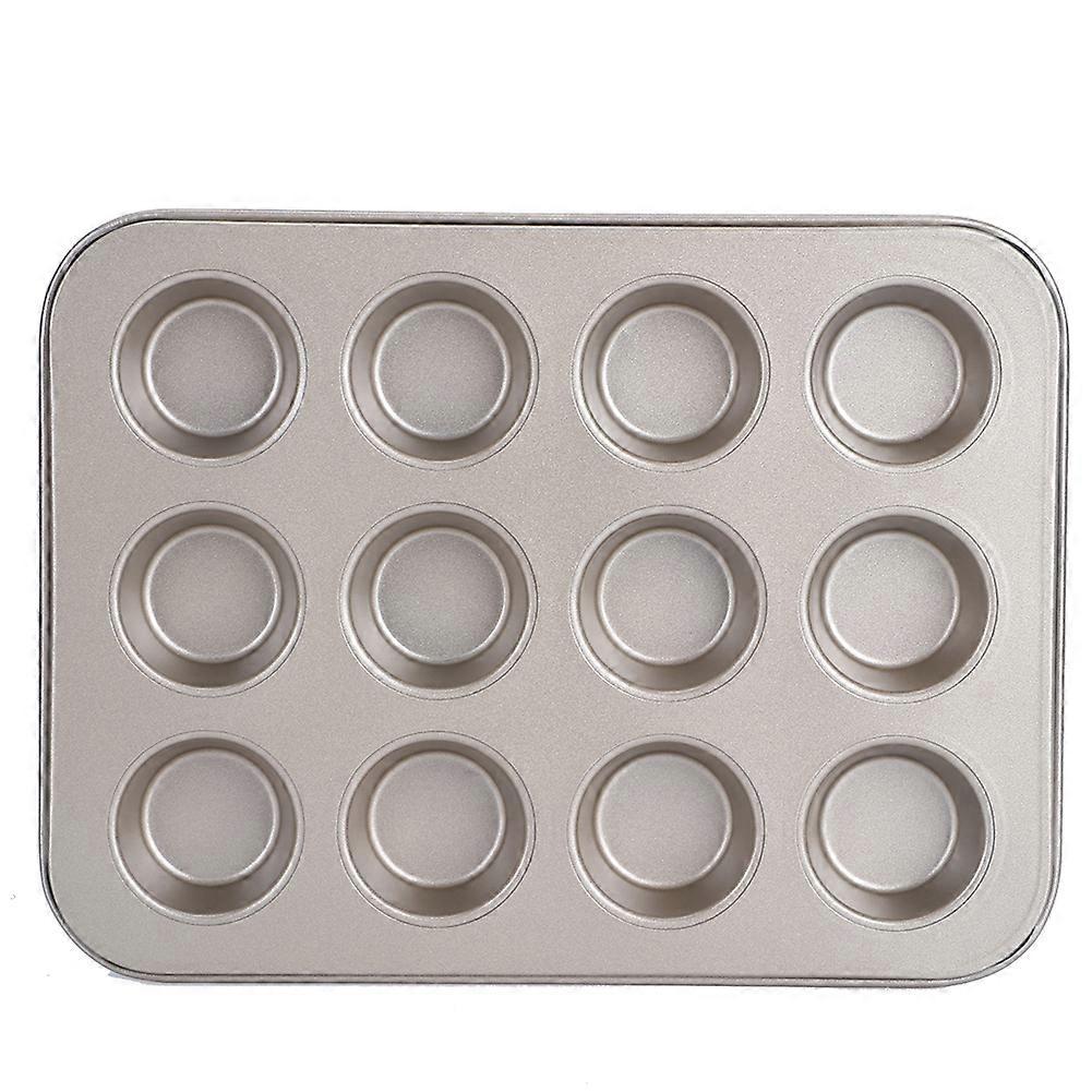 Moule à muffins antiadhésif rond pour 12 muffins, ustensiles de cuisine pour la maison (doré)