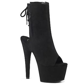 Pleaser Damen Stiefeletten Adore-1018fs Blk Wildlederimitat/Schwarzes Wildleder