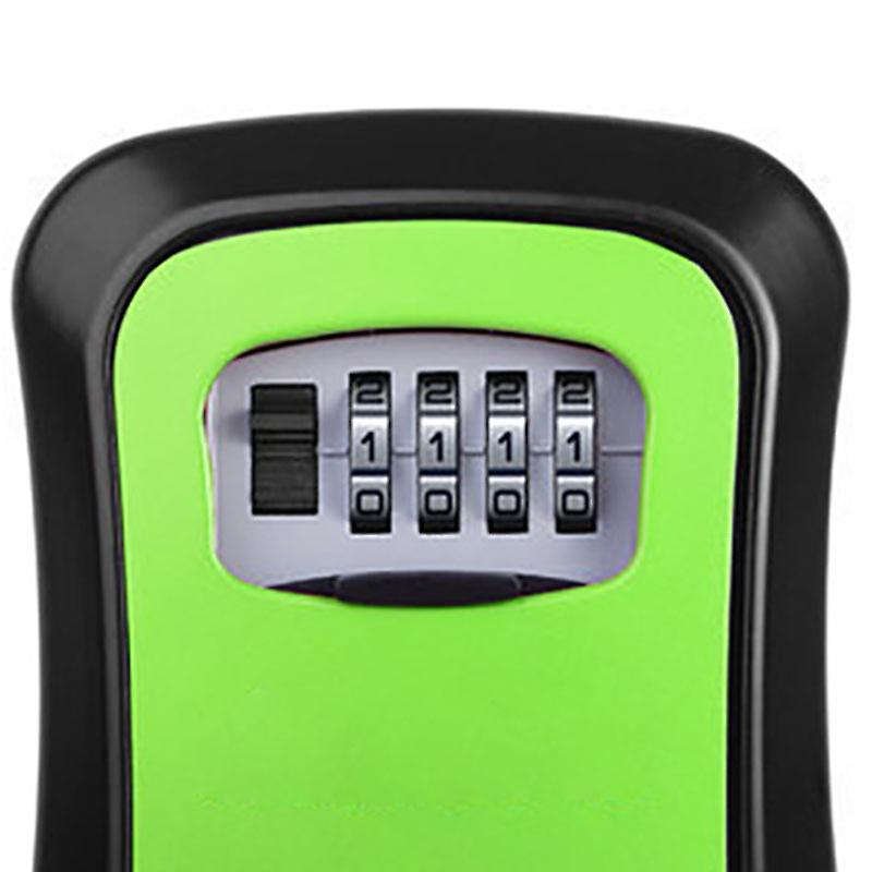 Key Box Wall Mounted 4 Digit Aluminium Alloy Simple Safe Key Lock Box for Site Apartment Factory Green